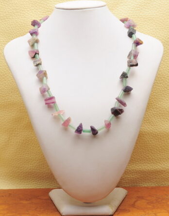 NATURAL FLUORITE,GREEN AVENTURINE GEMSTONE NECKLACE