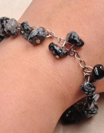 NATURAL SNOWFLAKE OBSIDIAN  BRACELET