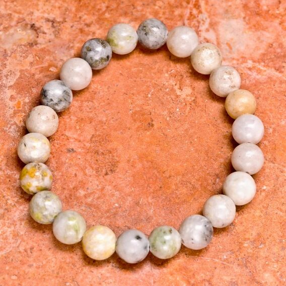 NATURAL TREE AGATE GEMSTONE BRACELET STRETCHY 7 1/3"