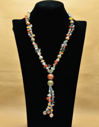 Autumn Jasper, Golden Rutilated Quartz, Agate, and Orange Aventurine Necklace