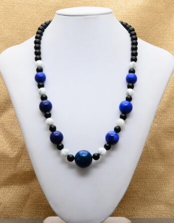 Black Obsidian, White Howlite, Lapis Lazuli Necklace