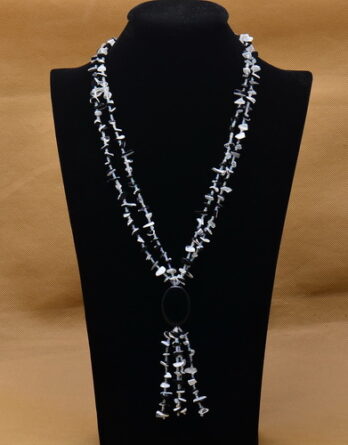 Glass Lampwork Chip Necklace with Oval Black Obsidian
