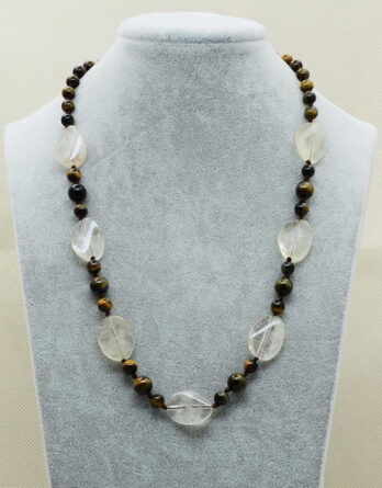 Natural Quartz Crystal and Tiger's Eye Necklace