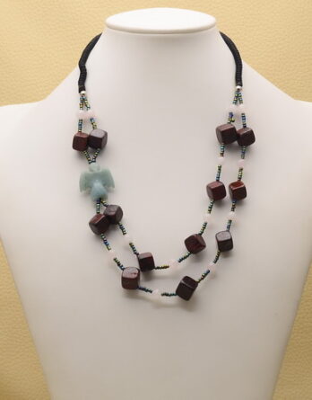 Natural Red Jasper, Rose Quartz, Blue Amazonite Angel Necklace