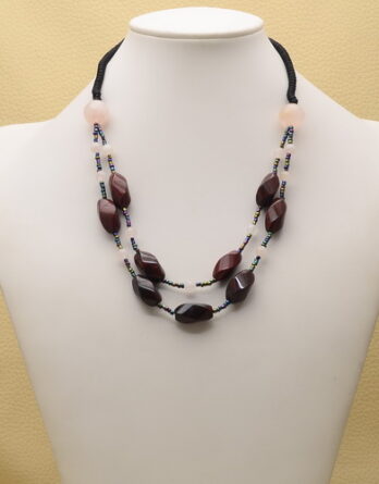 Natural Red Jasper, Rose Quartz Necklace