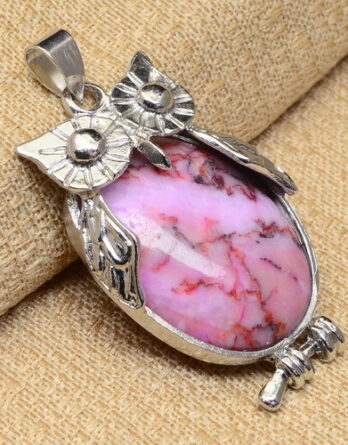 PINK HOWLITE OWL PENDANT