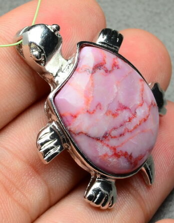 Pink Howlite Turtle Pendant