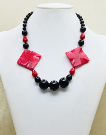 Red Jade and Black Onyx Necklace