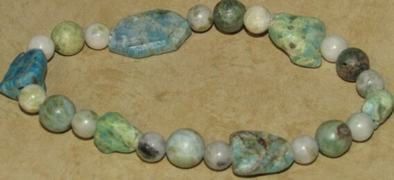 Chunky Chrysocolla, Chrysocolla and Green Spotted Jasper Stretch Bracelet - Image 2