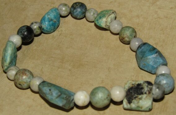 Chunky Chrysocolla, Chrysocolla and Green Spotted Jasper Stretch Bracelet - Image 3