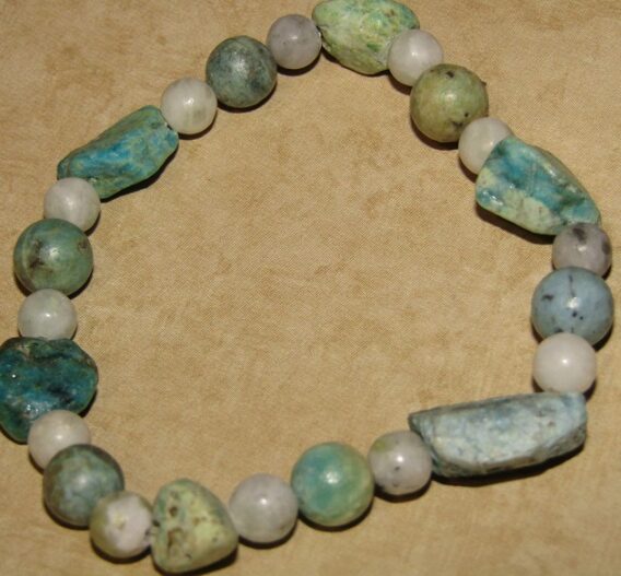 Chunky Chrysocolla, Chrysocolla and Green Spotted Jasper Stretch Bracelet - Image 4