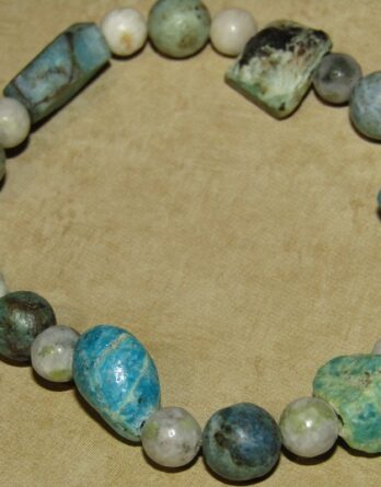 Chunky Chrysocolla, Chrysocolla and Green Spotted Jasper Stretch Bracelet