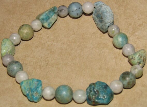Chunky Chrysocolla, Chrysocolla and Green Spotted Jasper Stretch Bracelet - Image 5