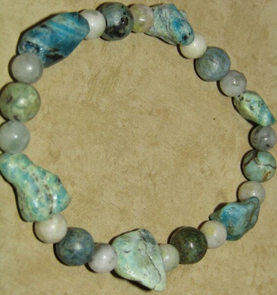 Chunky Chrysocolla, Chrysocolla and Green Spotted Jasper Stretch Bracelet - Image 10
