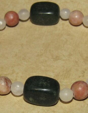 Green Jasper, Red Net Jasper, White Quartz Stretch Bracelet