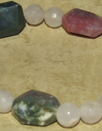 Indian Agate and Rose Quarts Stretch Bracelet