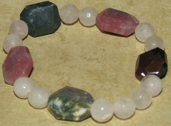 Indian Agate and Rose Quarts Stretch Bracelet
