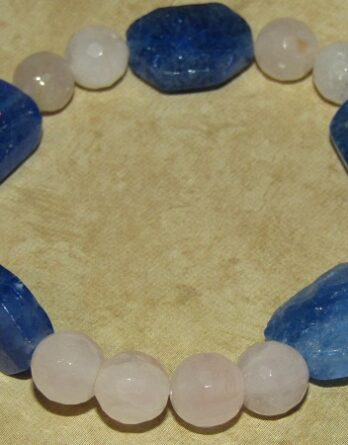 Blue Kyanite and Rose Quarts Stretch Bracelet