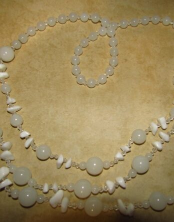 Three Strand White Jade and Snow Quartz Necklace