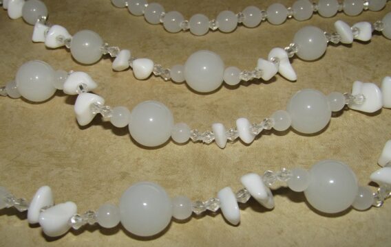 Three Strand White Jade and Snow Quartz Necklace - Image 3