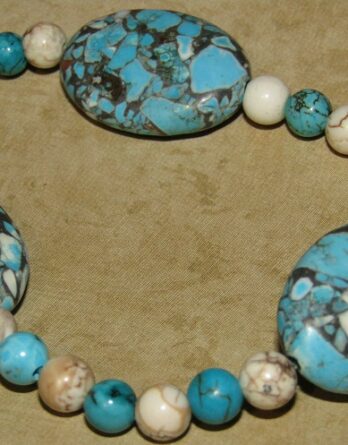 Brecciated Blue Turquoise, Turquoise Howlite , and White Howlite