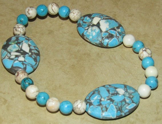 Brecciated Blue Turquoise, Turquoise Howlite , and White Howlite - Image 6